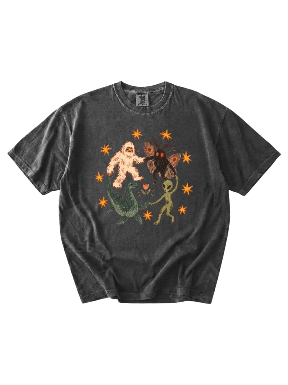 Comfort colors Pepper Graphic Tee with Colorful Monster Crew
